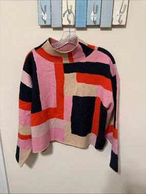 Maeve by Anthropologie Women’s Carys Mock Neck Color Block Sweater / Size S